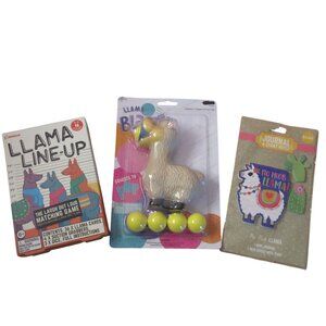 Lot of 3 Llama Gifts - Llama Line-up - Llama Blaster - Journal & Sticky Notes